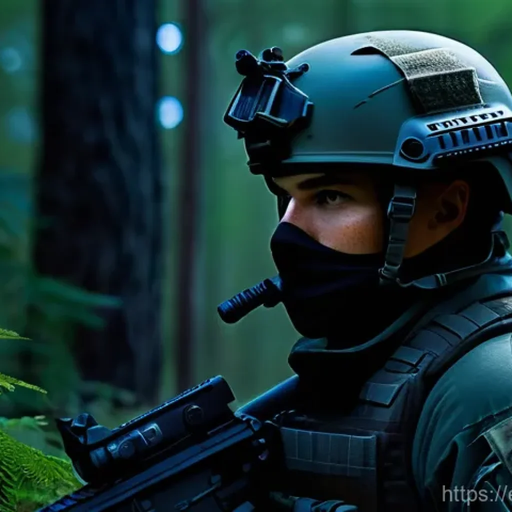 공군의 공군 특수부대 야간 작전 - **Elite Air Force Special Operator utilizing advanced fused NVGs during a nighttime stealth insertio...