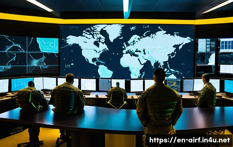 공군의 공군 특수부대 작전 사례 - **Prompt:** "A panoramic view inside a futuristic Air Force Special Operations Command (AFSOC) strat...
