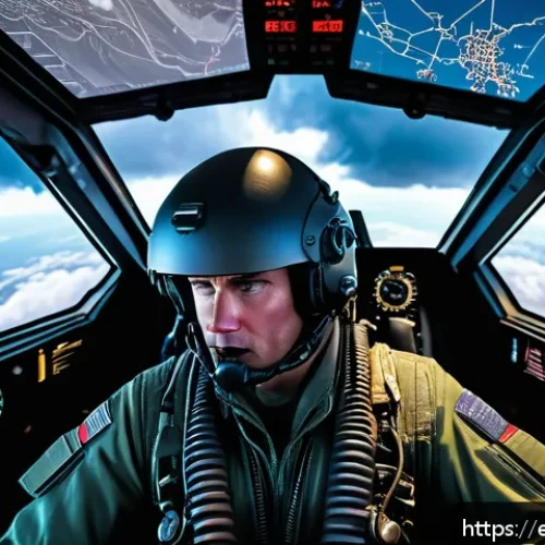 Home 17 공군의 파일럿 정신력 훈련 - A highly detailed scene inside a modern fighter jet cockpit during a simulated high-stress combat sc...