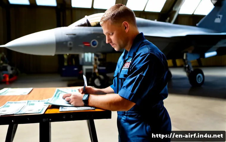 공군의 공군 정비병 연봉 - Photorealistic U.S. Air Force aircraft maintainer in a clean generic blue utility uniform without vi...